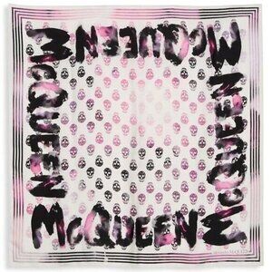 Alexander McQueen Watercolor Skull-Print Silk Scarf